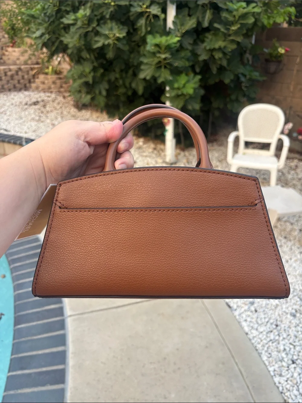 Michael Kors Greta Cognac Brown Leather Mini Satchel